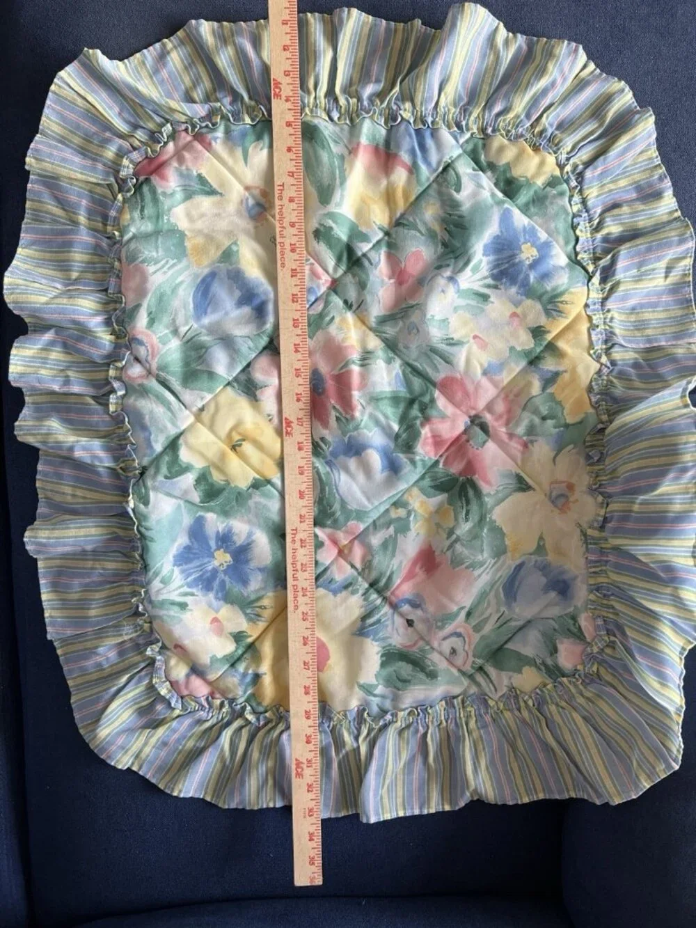 RUFFLED Pillow Sham PR Quilted Floral Stripe Ruffle Y2K Regency Home Fashion USA
